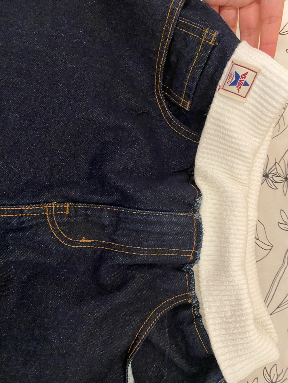 REVICE Dark Blue Wide Leg Jeans with White Elastic Waistband